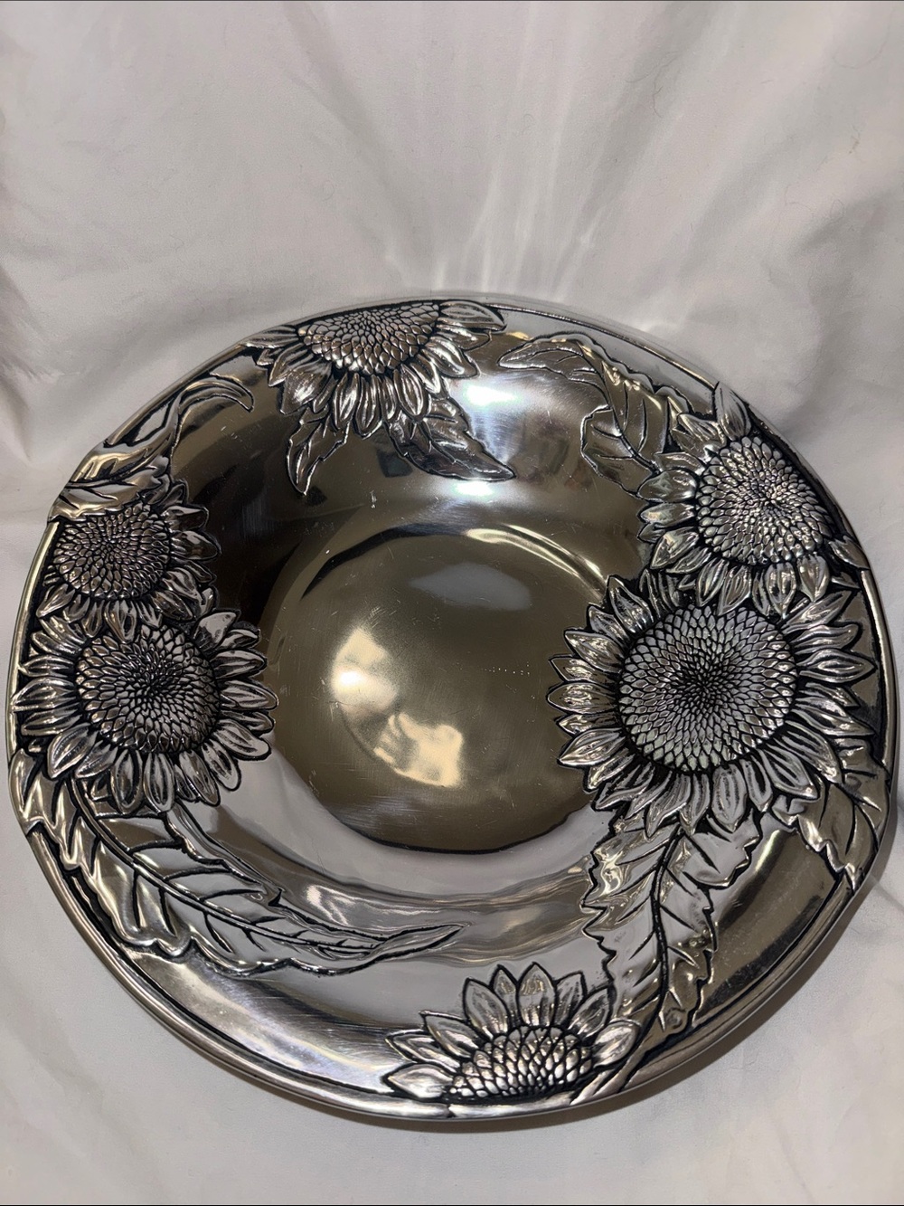 Wilton Armetale Silver Sunflower Bowl